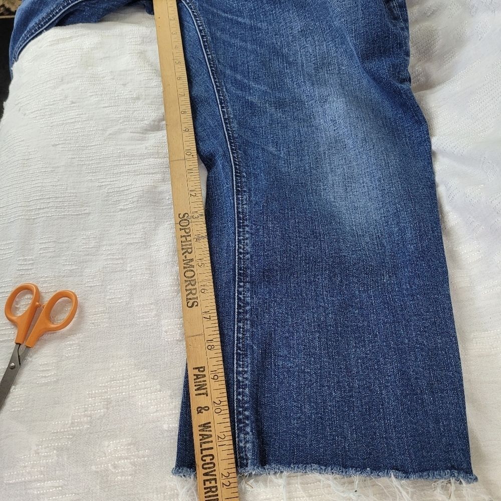 J Crew Mercantile high-rise medium wash cropped jeans raw hem size 20 2X boho - Picture 6 of 9